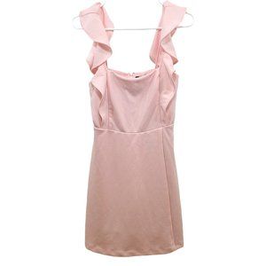 BCBG Paris Women's Short Ruffle Strap Mini Dress Color Rose Quartz Small (4-6)